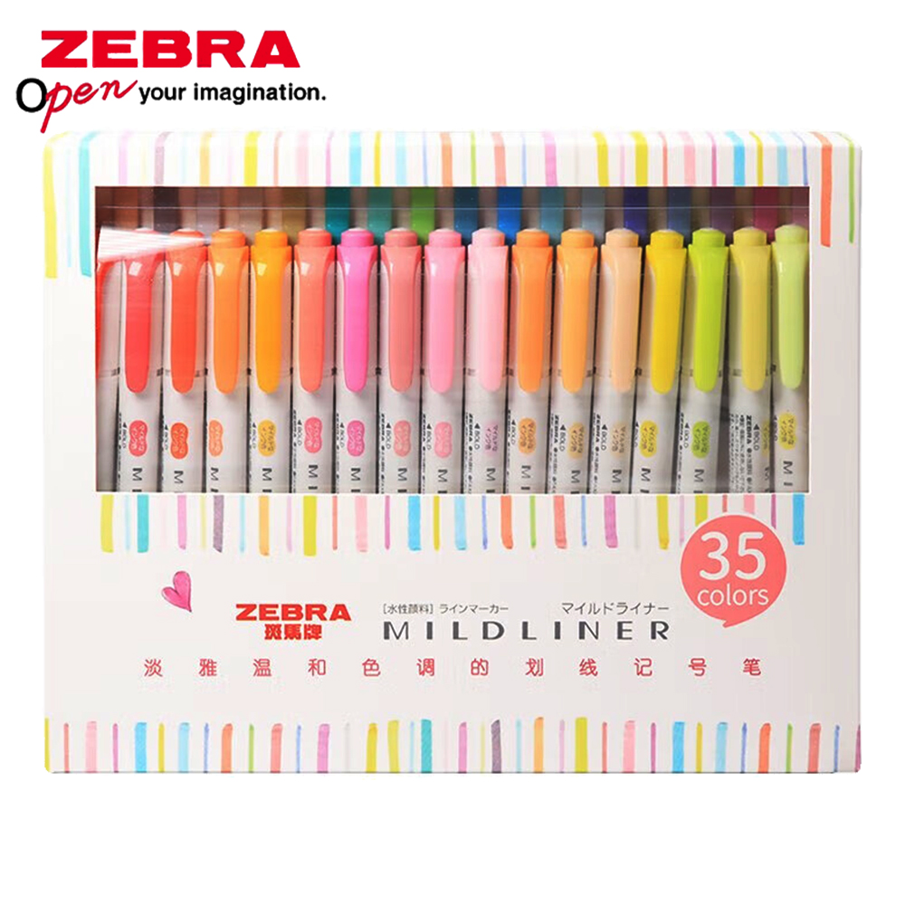 Zebra Pen Mildliner - ゼブラ-ハイランダーマーカーペンセット,ソフトパステル,カラーリング用両端マーカーペン,カワイイステーショナリー,35色