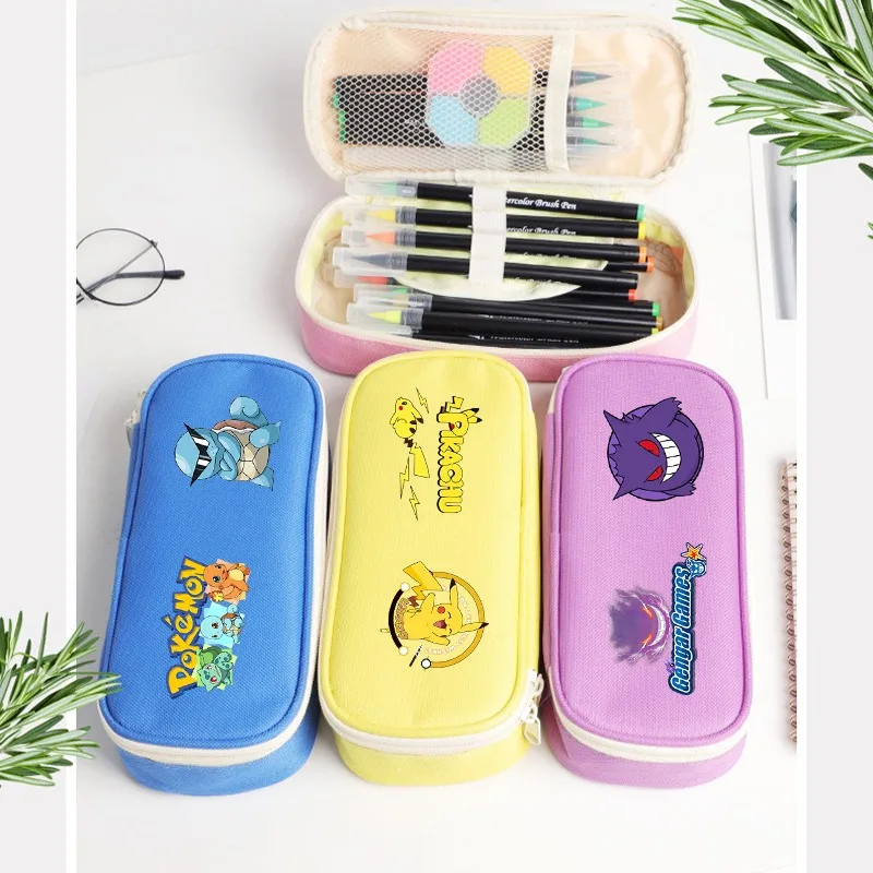 Pencil Case Large - ポケモンピカチュウ鉛筆ケースかわいい学生文具漫画アニメグラフィックプリント学用品ポータブル大容量ギフト