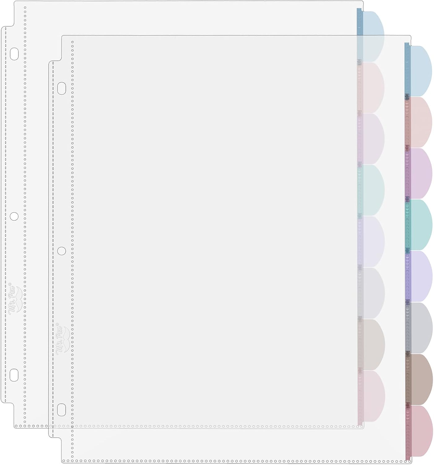 Index Tab Divider - A4 クリアシートプロテクター タブ付き、8タブ、2セット、3リングバインダー用クリアプラスチックディバイダー、挿入可能なインデックスページディバイダー