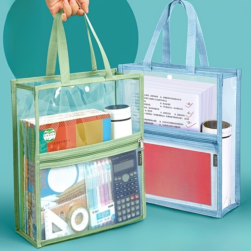 Portfolio Folder Zip - 1個、ランダムカラー、透明ファイルフォルダー、家庭教師用バッグ、学生用トートバッグ、大容量家庭教師用バッグ、書類収納バッグ、マタニティ書類バッグ、仕事用旅行書類バッグ、防水ジッパーバッグ