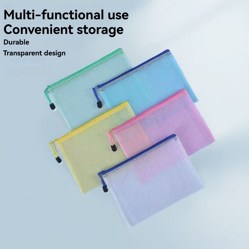 Office Stationery And Supply - 5 個文具収納フォルダーファイルメッシュジッパーポーチ A4/A5/A6 ドキュメントバッグジップファイルフォルダー学校事務用品