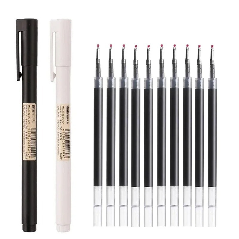Muji Stationery Gel Pen - 0.5mm ブラック バレットチップ ゲルペン キャップオフ＆クリック 2種類のスタイル