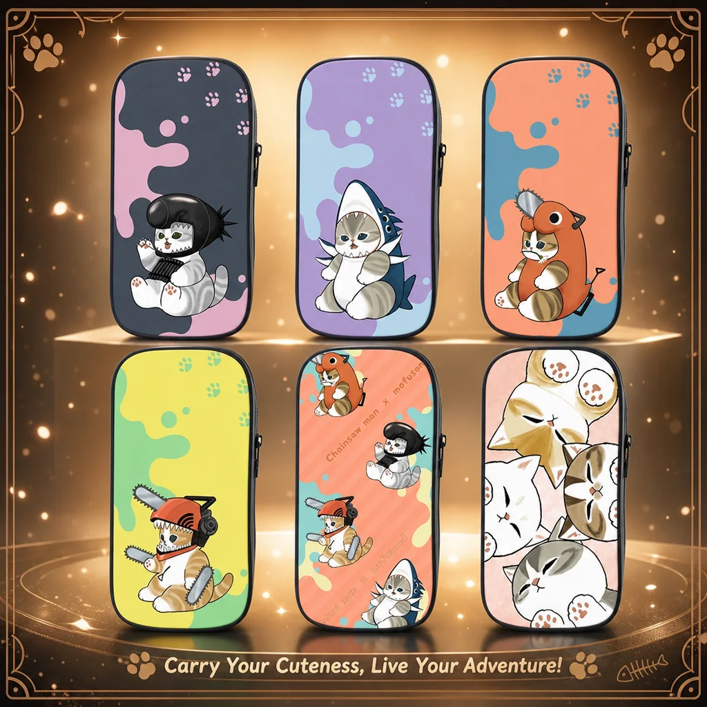 Pencil Case Large - かわいいモフサンドのサメ猫の漫画柄ペンケース、シンプルな二層構造の大容量文房具オーガナイザー、女性向けペンバッグ