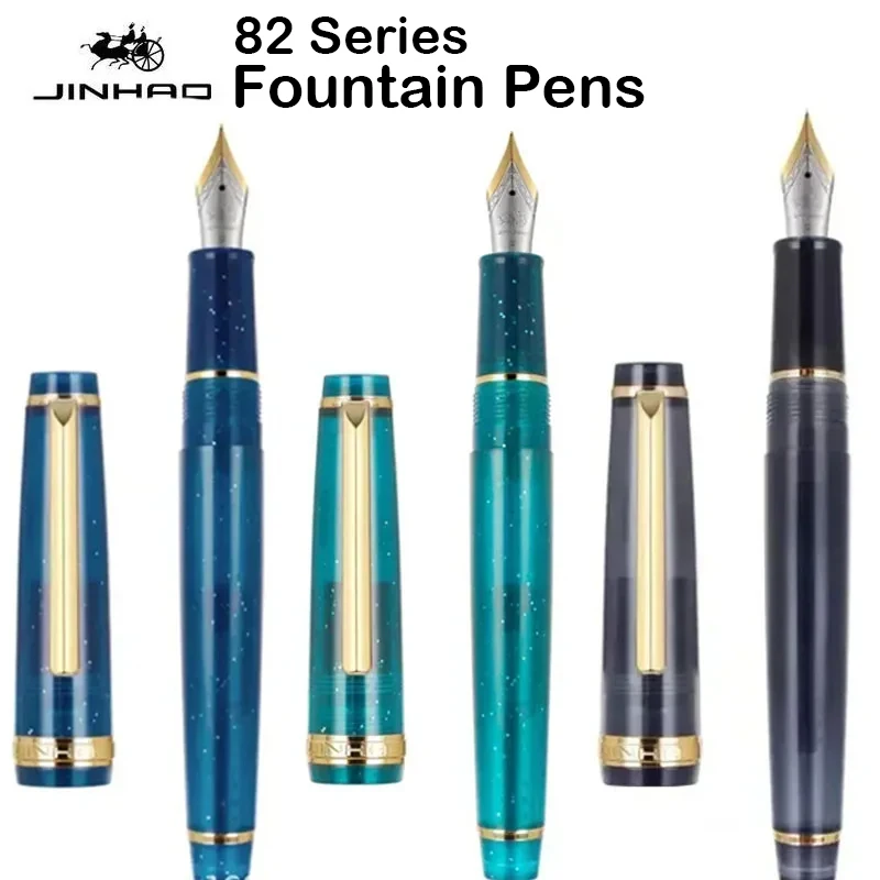 Stationery Supplies Business - Jinhao-ef fペン先付き万年筆、透明インクペン、高級文房具、営業所、学用品、ゴールデンスピン、82
