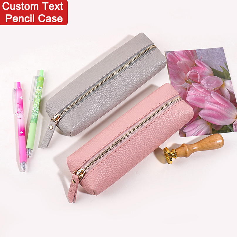 Pencil Case Large - 大容量カスタムテキストペンシルケース新学期用名入れペンシルポーチレーザー彫刻名入れペンシルバッグ