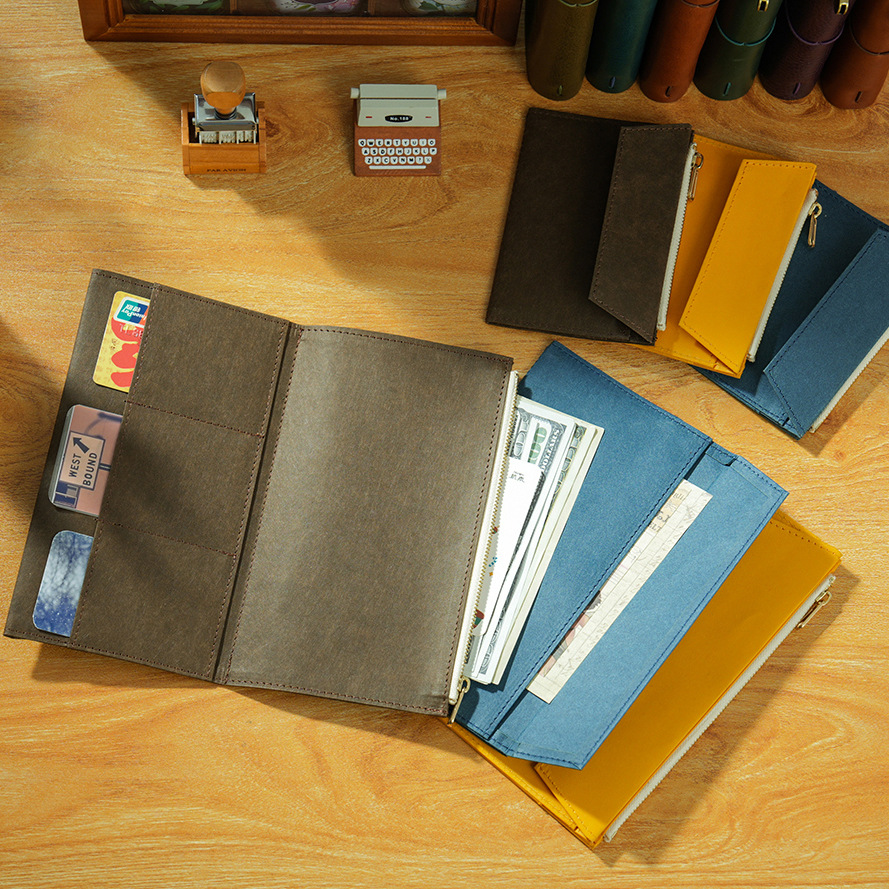 Portfolio Folder Zip - オリジナル TN ジッパー収納袋アクセサリーデュポン紙トラベルノートブック水洗浄クラフト紙レシートバッグ収納袋