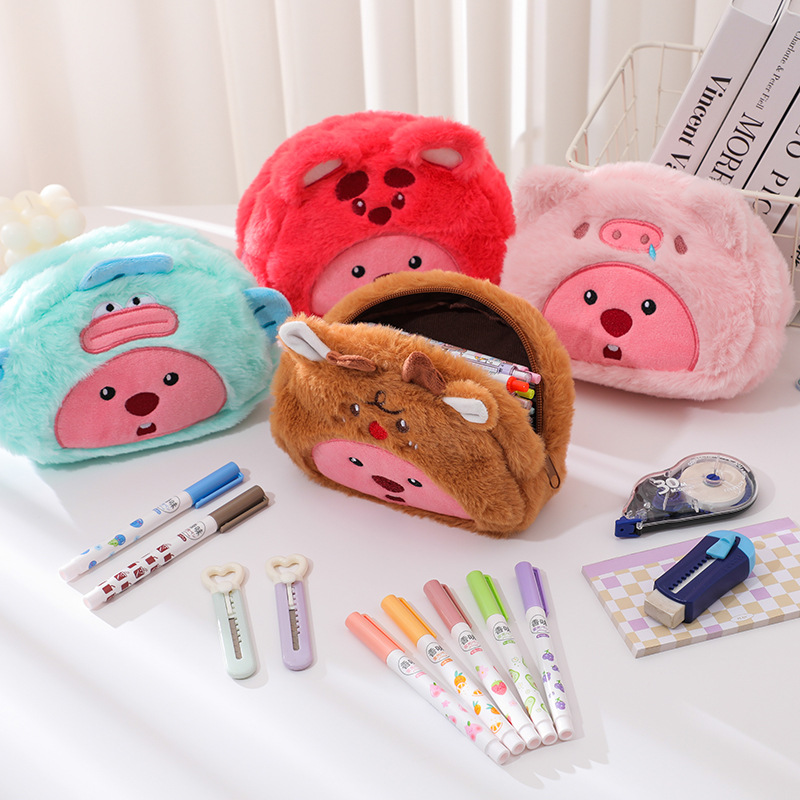 Pencil Case Large - 漫画ぬいぐるみ鉛筆バッグ学生かわいい収納袋ペン化粧ブラシマーカーペン大容量ペンケース学用品