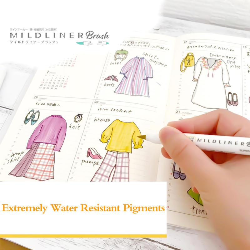 ゼブラ-ダブルエンドマーカーブラシペン、ソフトヘッド、wft - Zebra Pen Mildliner のレビューと価格