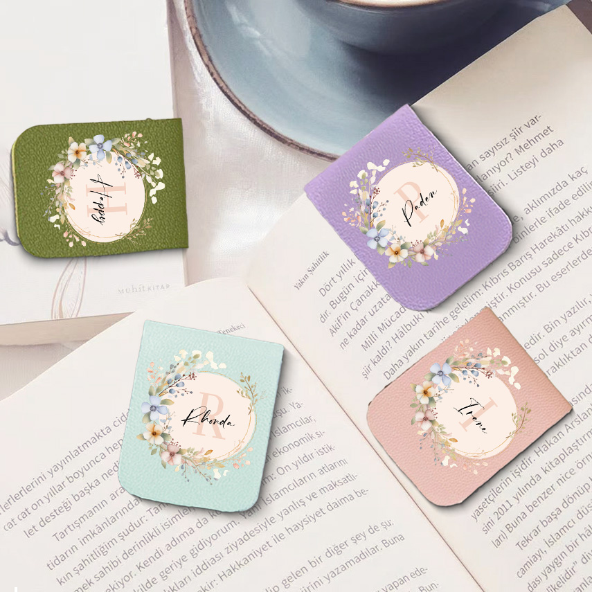 1個の名前入りブックマーク（ミラー付きリース）、カスタムレザ - Bookmark Magnetic Clip のレビューと価格