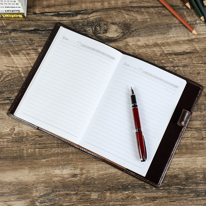 ペンホルダー付き本革a5ラップトップ、手作りノートブックカバ - Stationery Supplies Business のレビューと価格