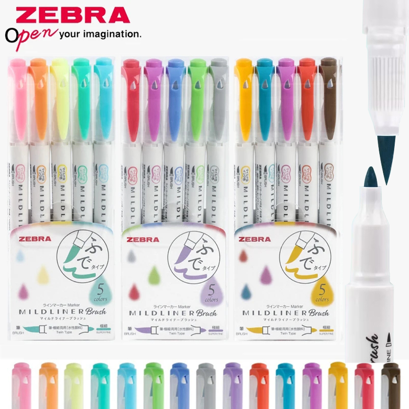 ゼブラマイルドライナー蛍光ペンセット、日本の文房具、両端ソフ - Zebra Pen Mildliner のレビューと価格