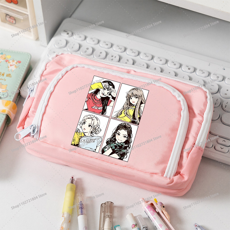 ブラックピンク大容量キャンバス鉛筆ケース学生用 Kpop B - Pencil Case Large のレビューと価格