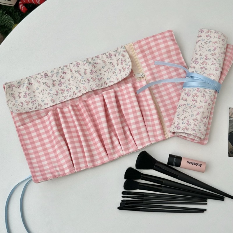 美的春花ロールアップ鉛筆バッグ子供のための女の子ピンクベージ - Pen Pouch Roll のレビューと価格