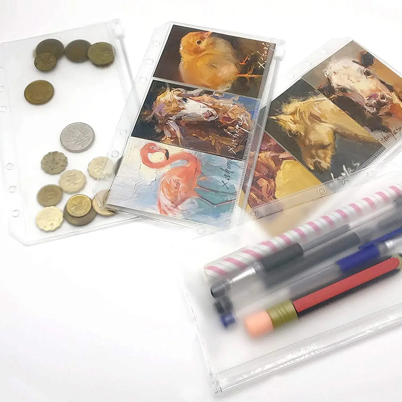 新しい8個入りPVCバインダーポケット現金封筒A5/A6/ジ - Portfolio Folder Zip のレビューと価格