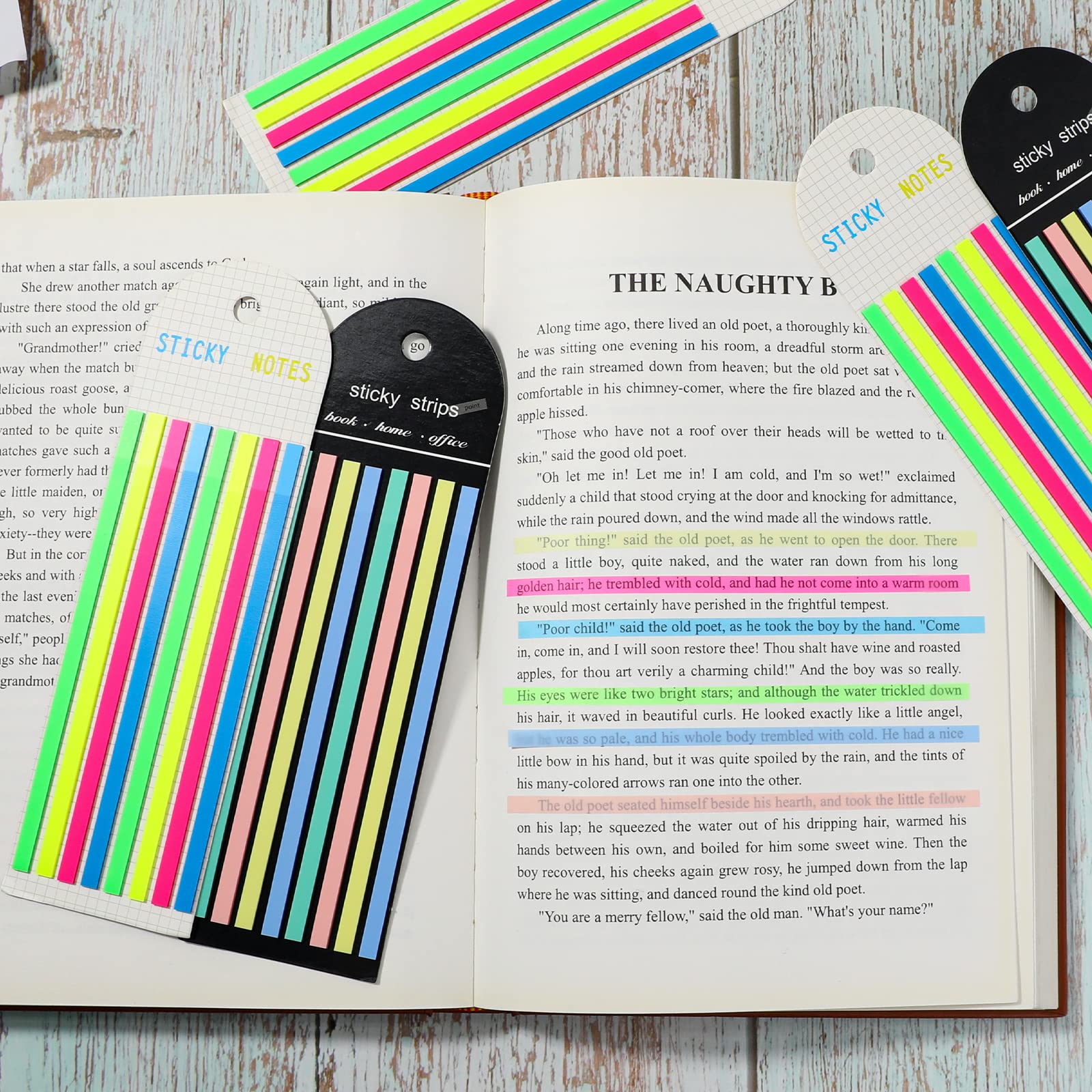 マルチカラーのロングストリップインデックスステッカー、書籍注 - Index Tab Divider のレビューと価格
