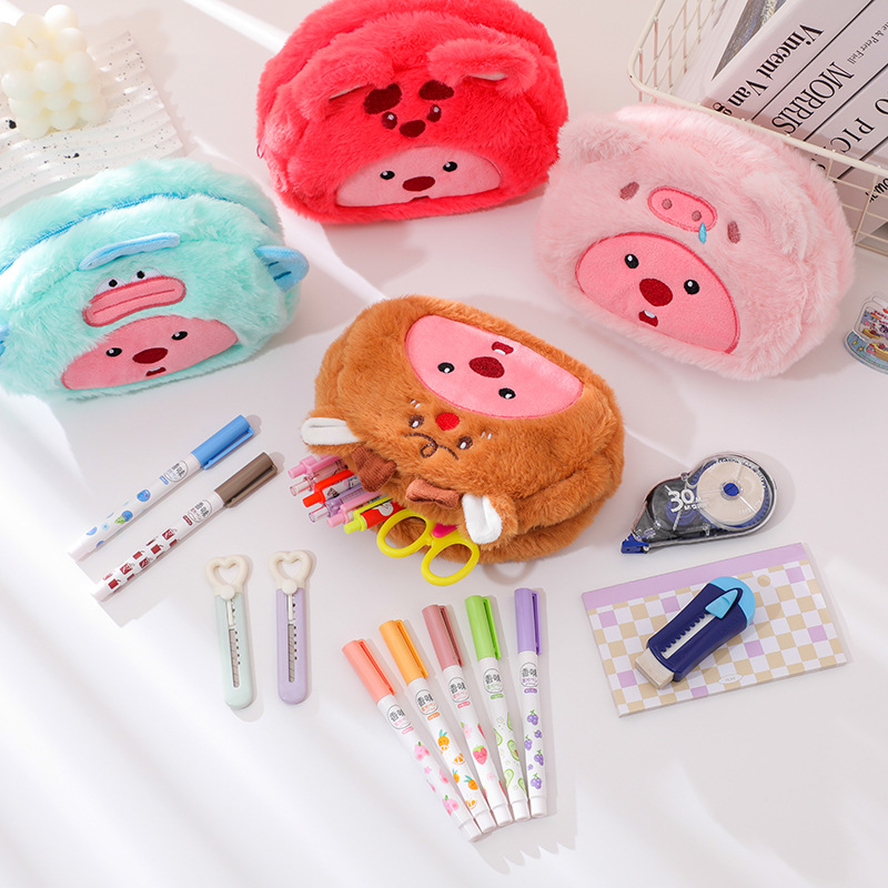 漫画ぬいぐるみ鉛筆バッグ学生かわいい収納袋ペン化粧ブラシマー - Pencil Case Large のレビューと価格
