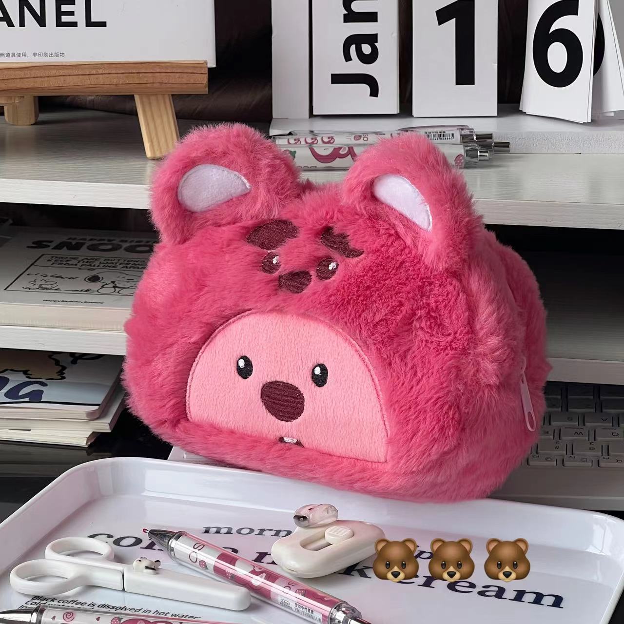 漫画ぬいぐるみ鉛筆バッグ学生かわいい収納袋ペン化粧ブラシマー - Pencil Case Large のレビューと価格