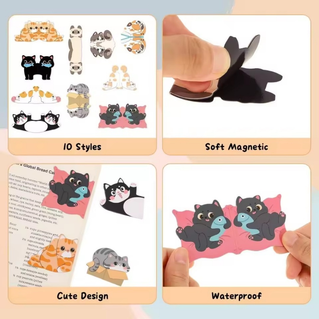 1 セットクリエイティブ猫パターン磁気ブックマーク 3 デザ - Bookmark Magnetic Clip のレビューと価格